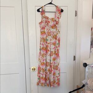Taylor Floral Jumpsuit with Pink and Orange Accents